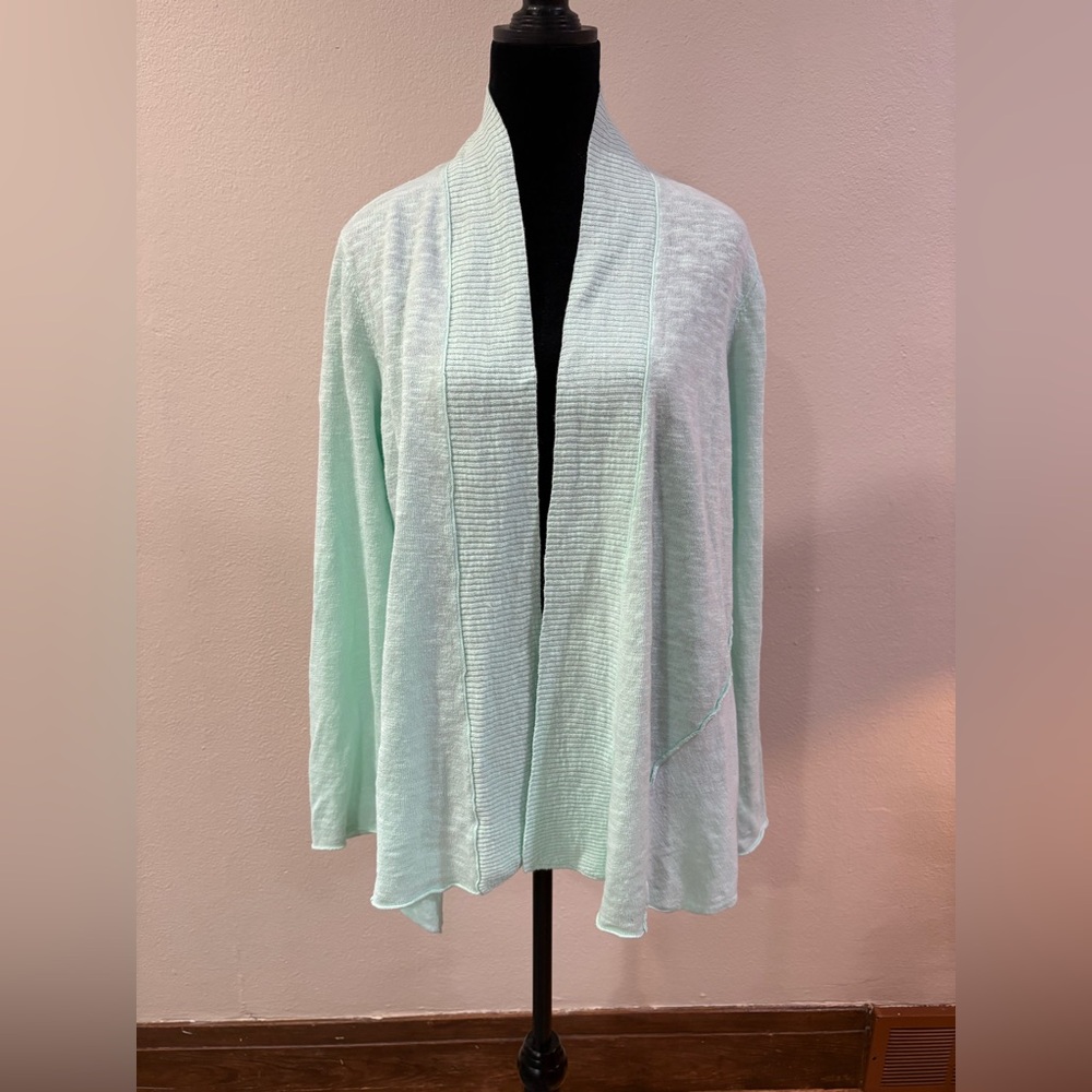Eileen Fisher Light Green Open Front Cardigan